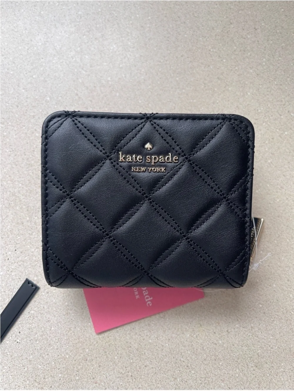 Kate Spade ♠️ Natalia Quilted Smooth Leather Small Zip Around Wallet WLR00646